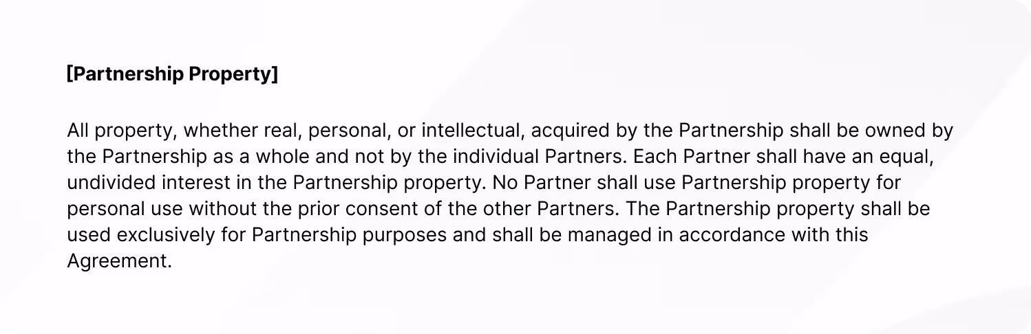 Partnership Property agreement