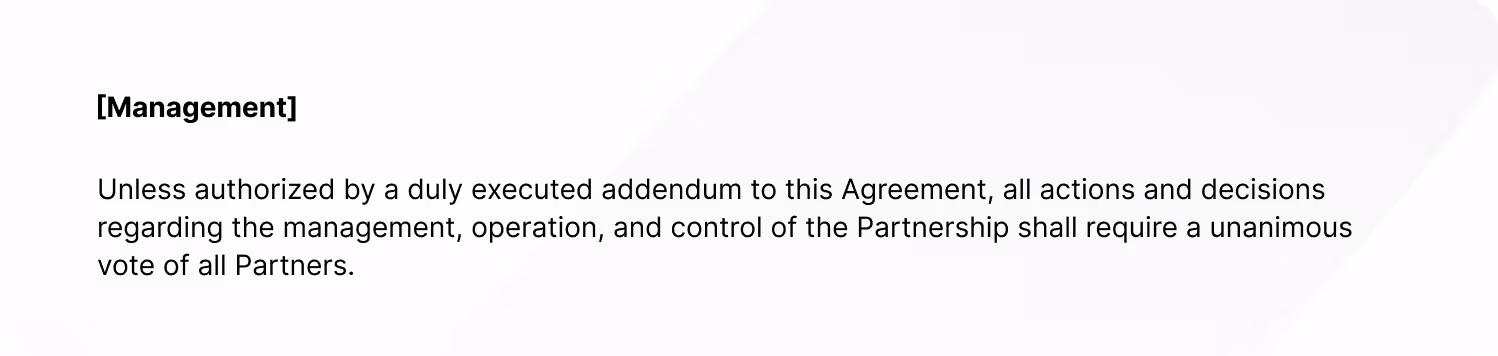 Management partnership agreement