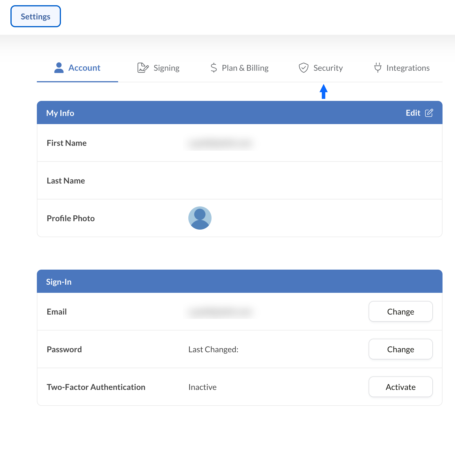 Sign.Plus Regulatory Compliance panel for PHIPA setup