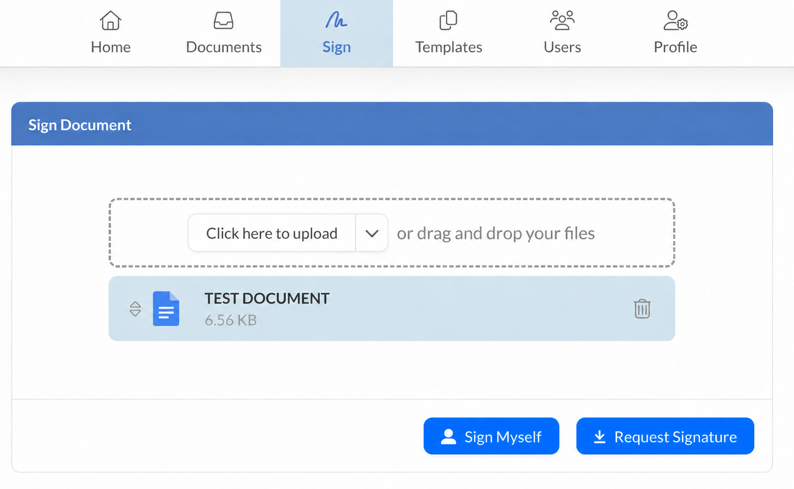 Upload a Google Docs document for electronic signature