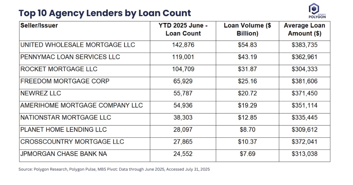 Top 10 Agency Lenders 2025 YTD June