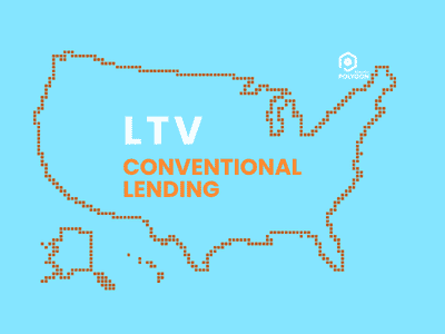 Thumbnail for chart LTV conventional lending with Polygon Research logo on top right and outline of the U.S. map.