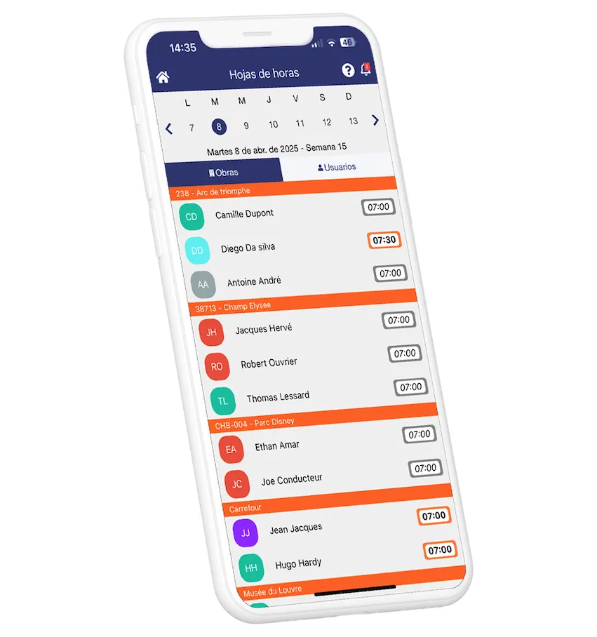gestion des heures de chantier