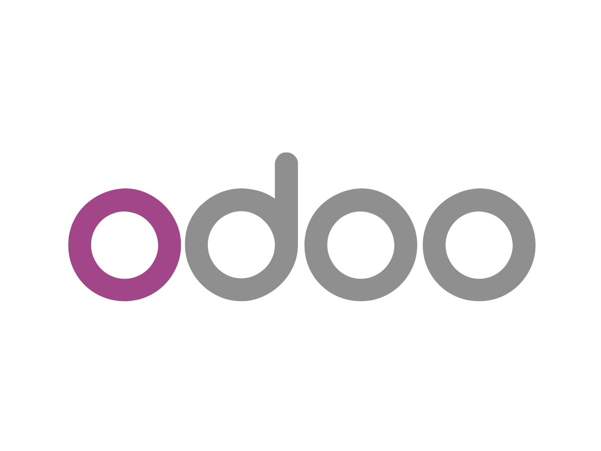 Logo d'Odoo avec la première lettre 'o' en violet et les autres lettres en gris.