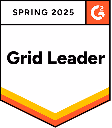 G2 Spring 2025 Grid Leader badge with orange and yellow chevron design.