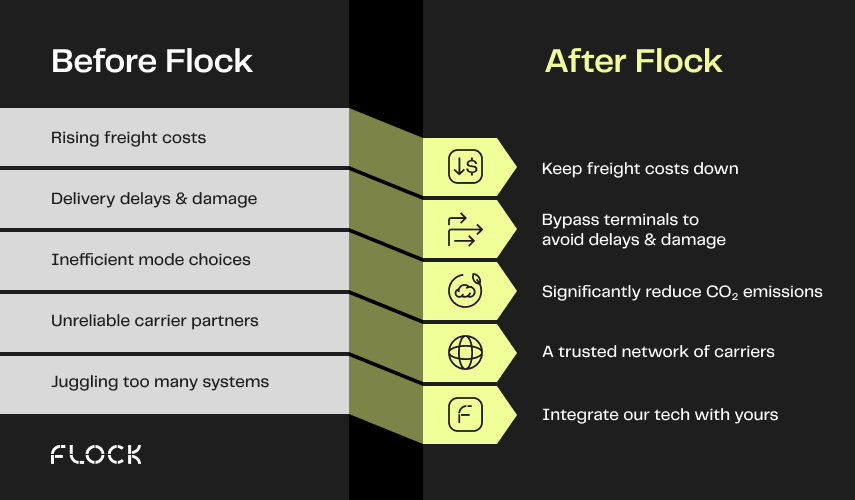 Infographic of logistics issues before Flock