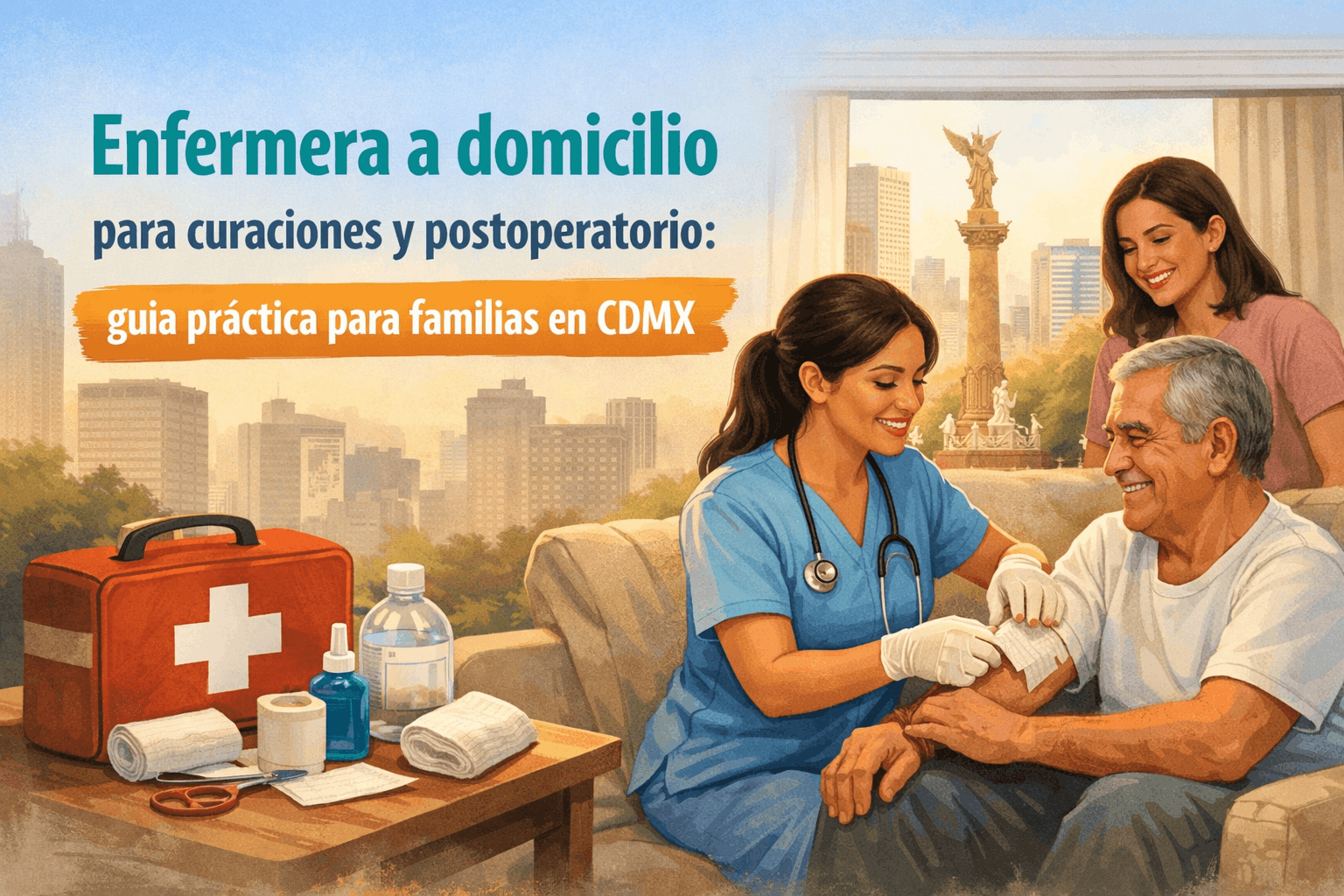 Enfermera a domicilio para curaciones y postoperatorio: guía práctica para familias en CDMX