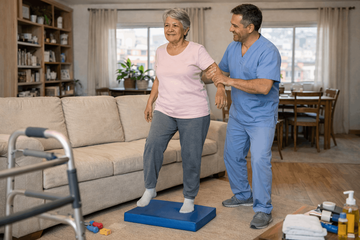 Prevención de caídas en adultos mayores: ejercicios y fisioterapia a domicilio para mejorar el equilibrio