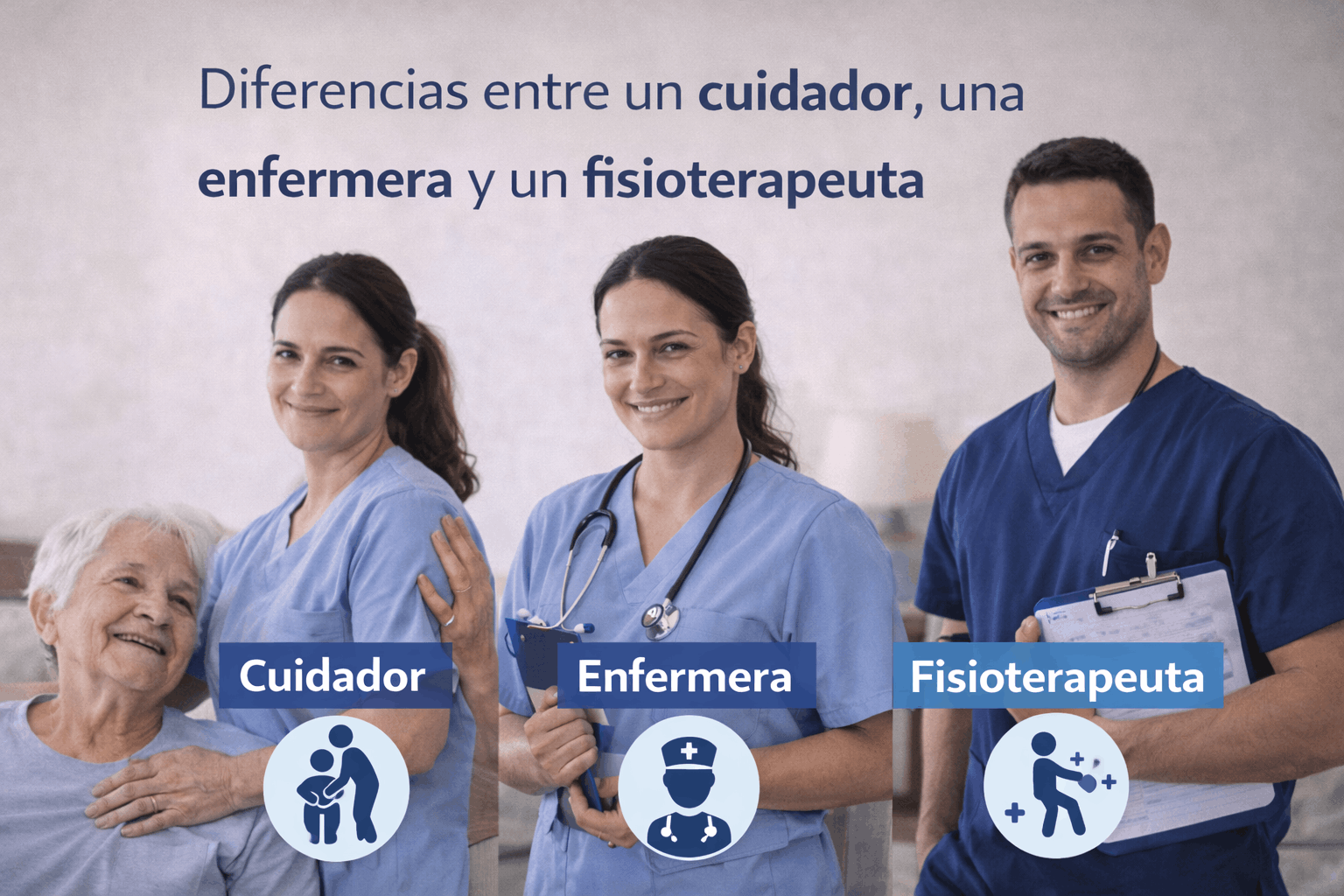 Diferencias entre un cuidador, una enfermera y un fisioterapeuta