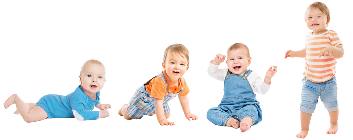 Babies growing from crawling to walking