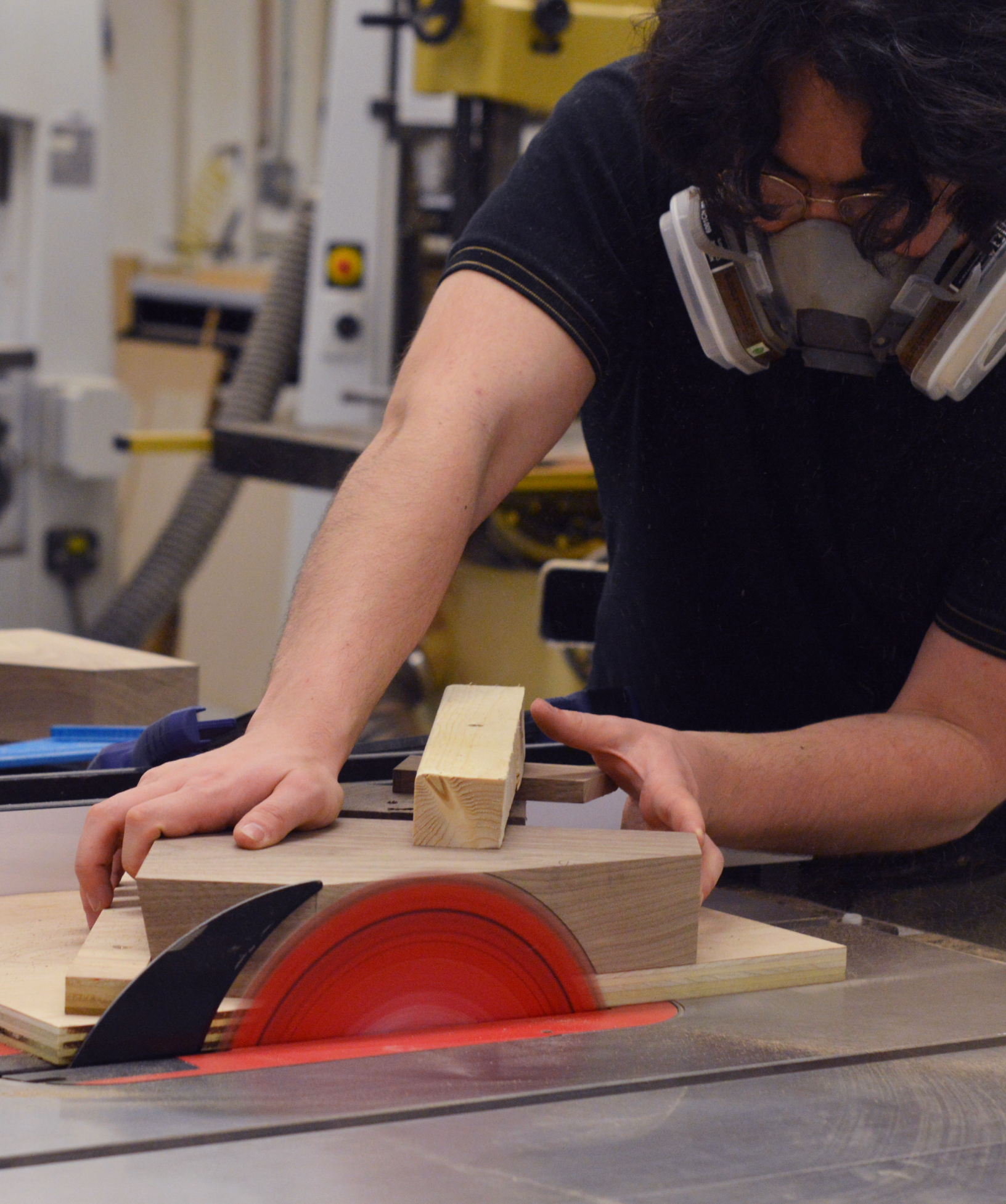 Cutting walnut on the table saw