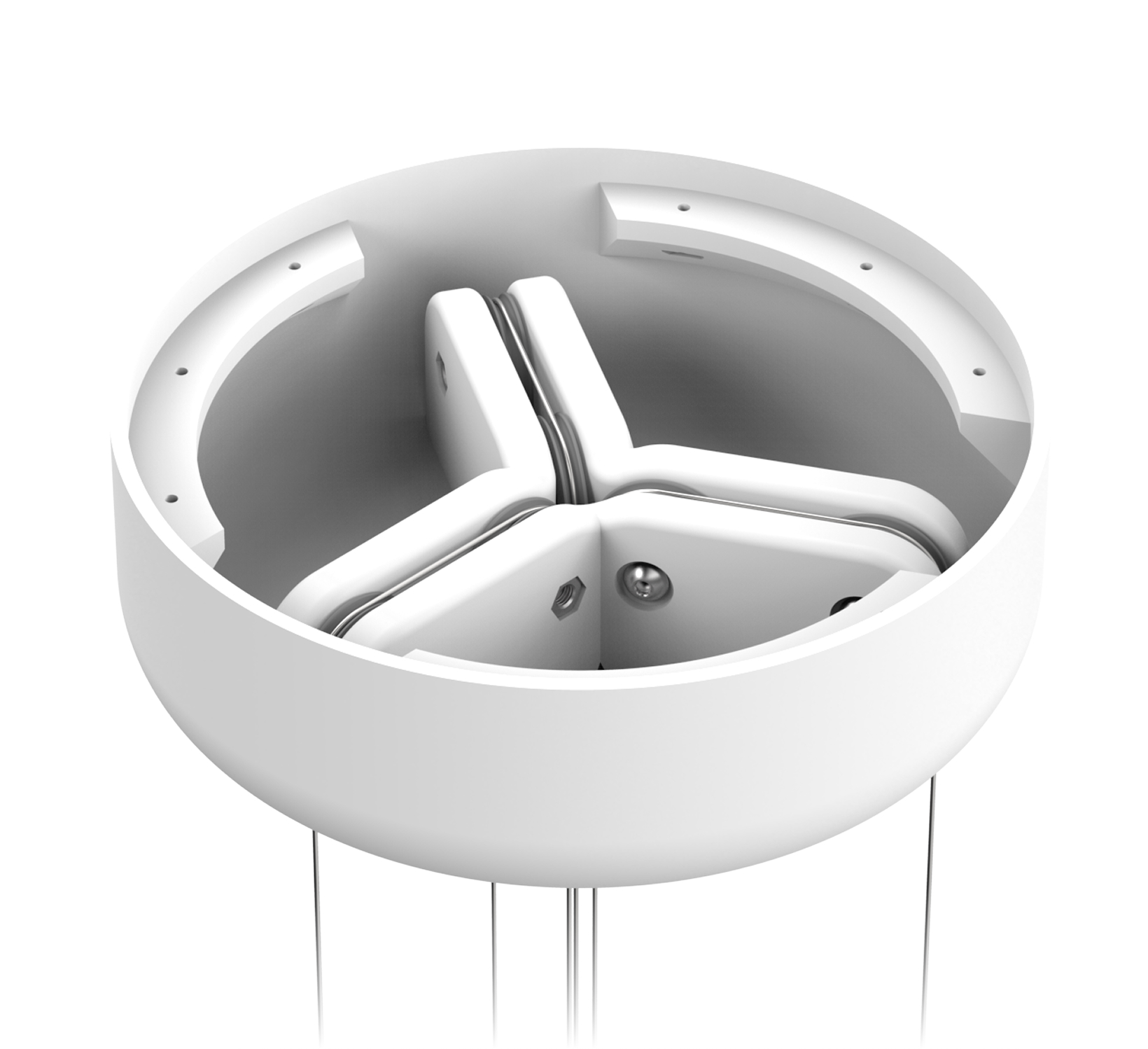 Pulley system inside the ceiling mount