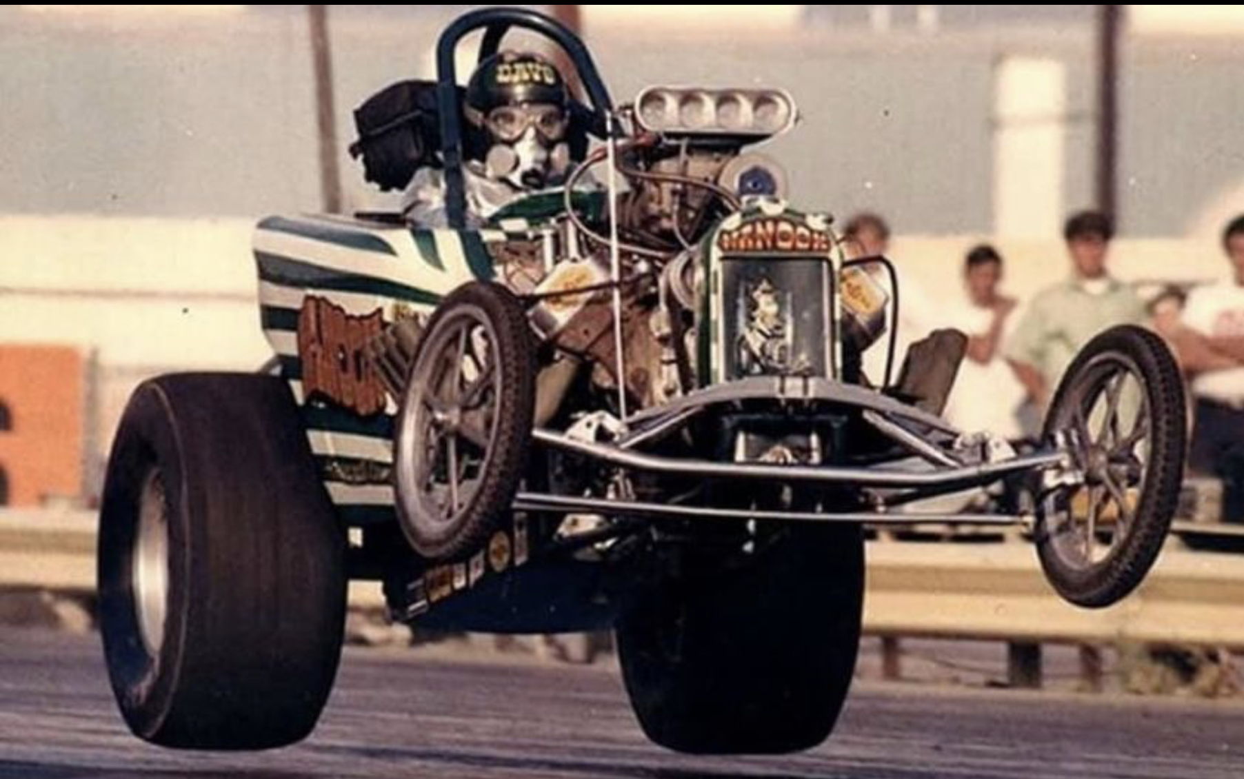 The Nanook drag car lifting its front wheels under acceleration