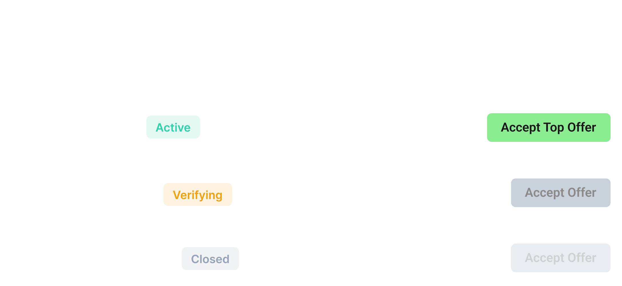 Mobius interface showing offer statuses and accept offer controls