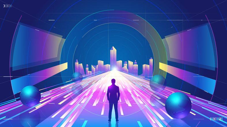 tunnel leading to futuristic city