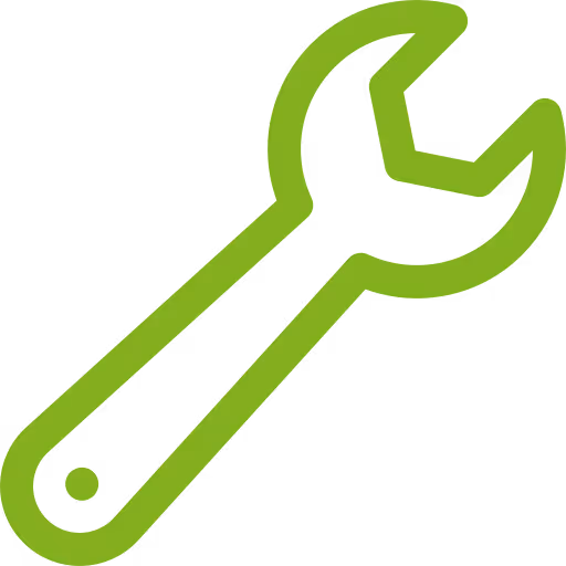 Grüner Schraubenschlüssel-Symbol.