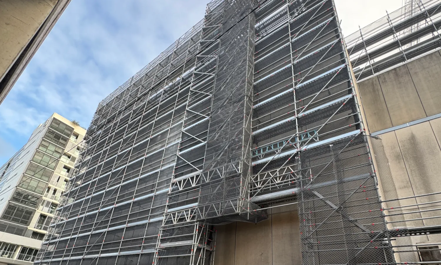 Perimeter A-class Hoarding Access Scaffold on Laneway