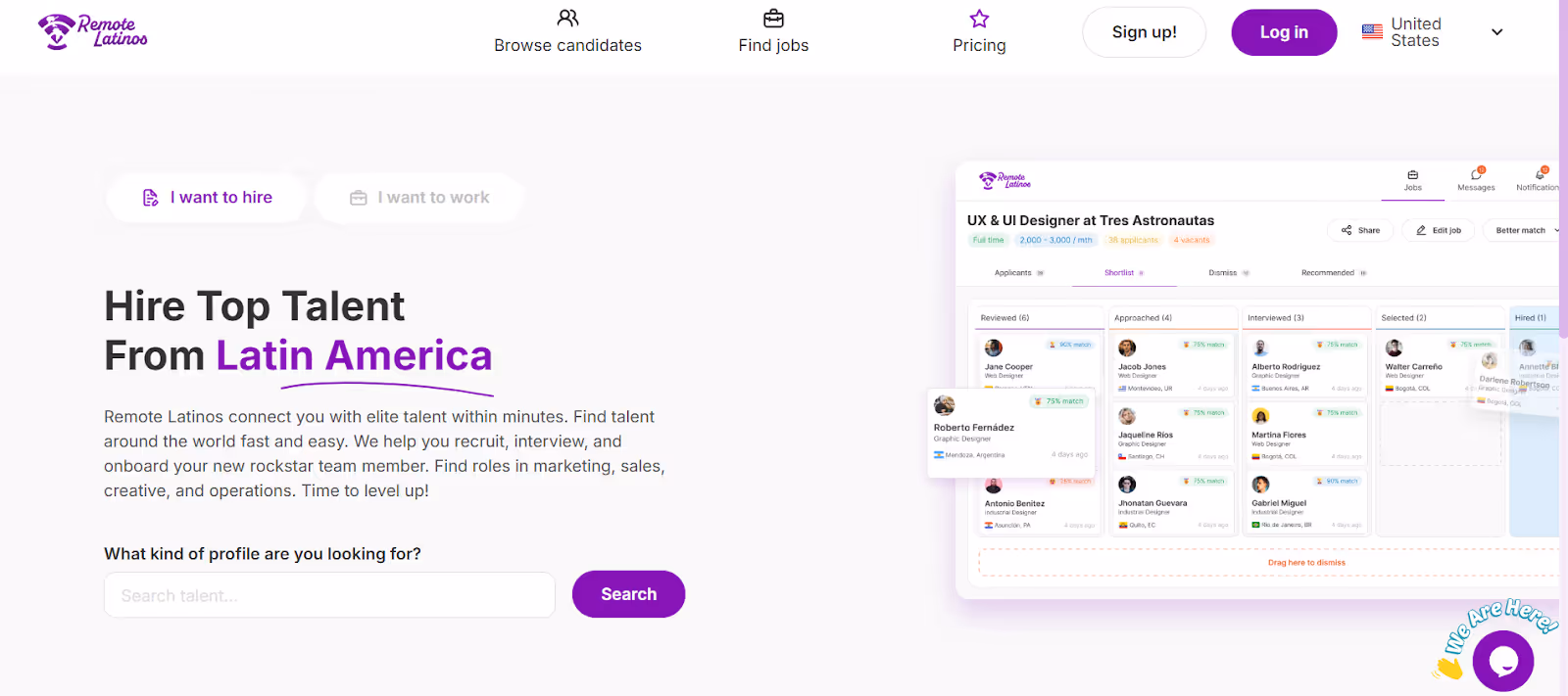 A view of remote latinos app to find web designer remote job
