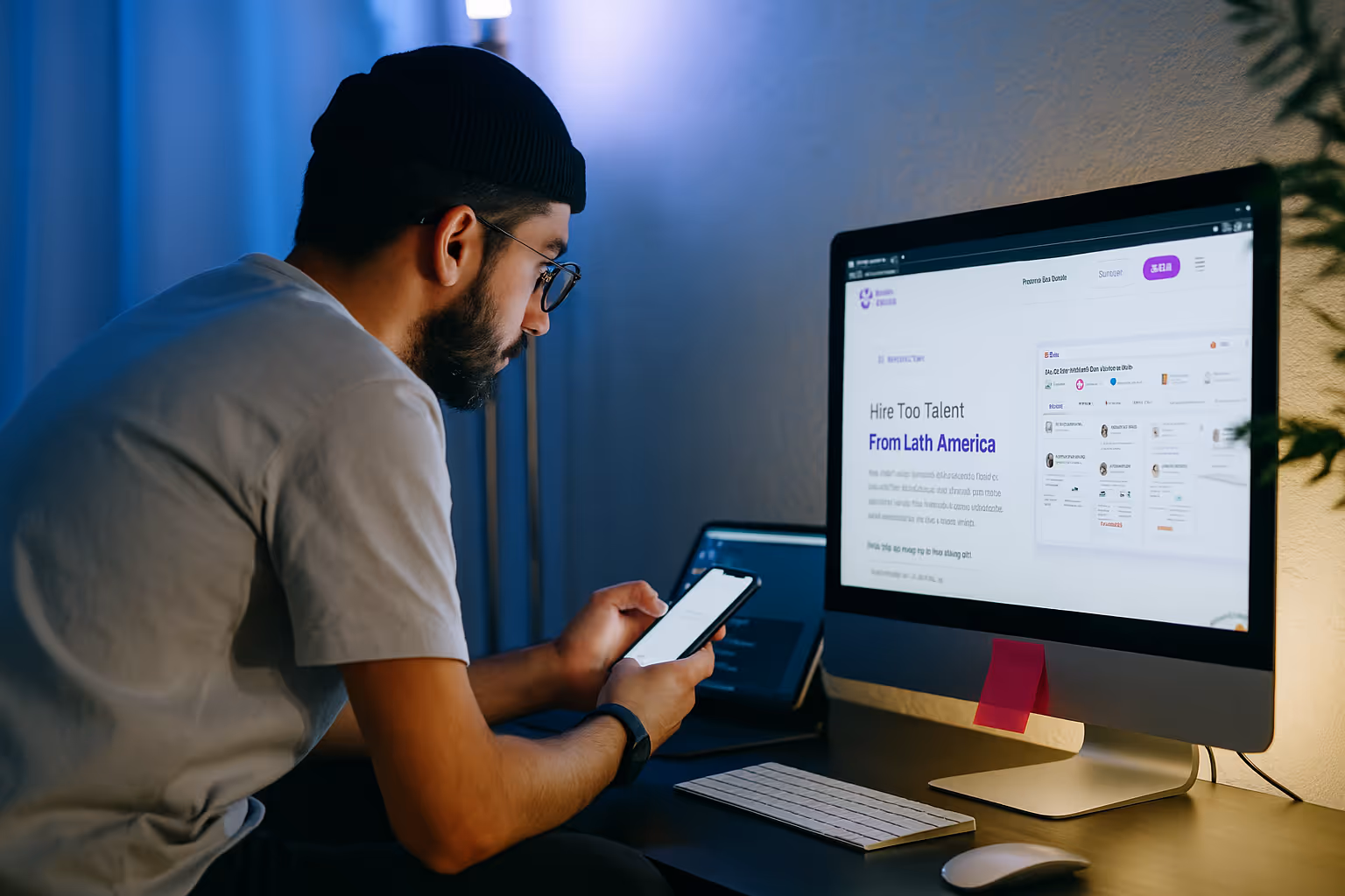 A person checking Where to Find a Web Designer Remote Job. Remote Latinos