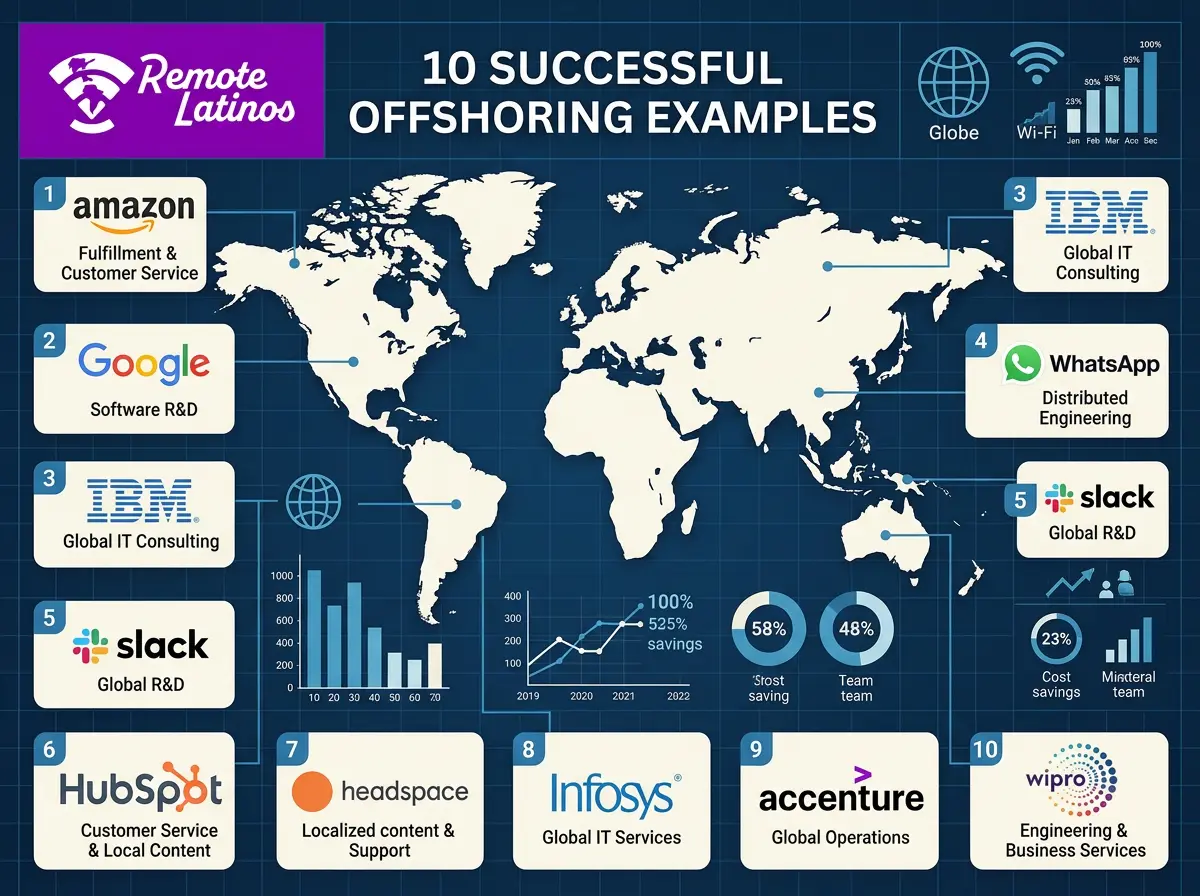 Top 10 examples of offshoring examples, showcasing both successful ventures and cautionary tales. 