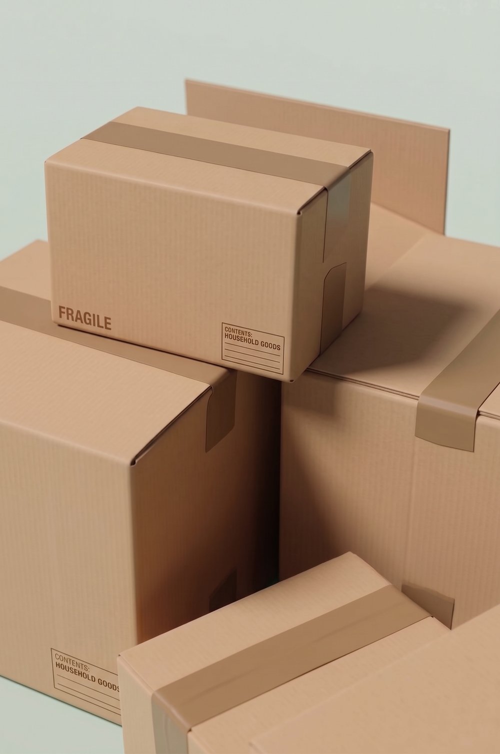 Stacked cardboard shipping boxes