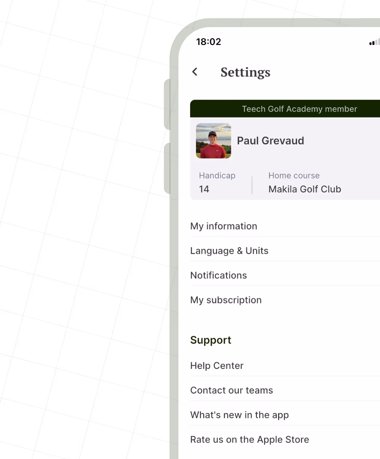 Teech Golf mobile App - improve golf game - gps scorecard - AI golf training