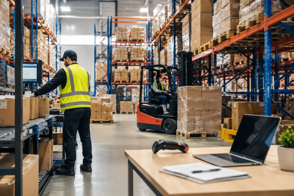 Warehouse team reviewing inventory flow, staging areas, and outbound shipment planning
