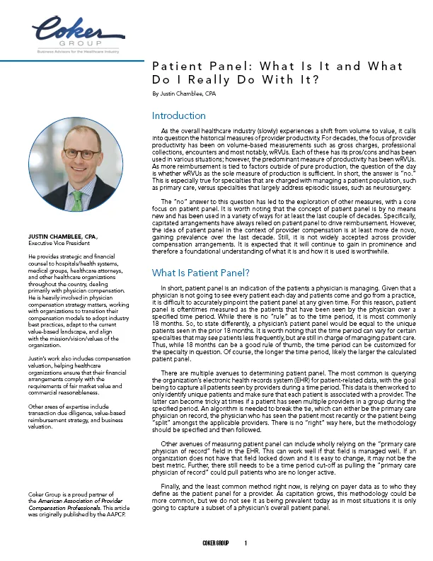 Patient Panel: What Is It and What Do I Really Do With It?