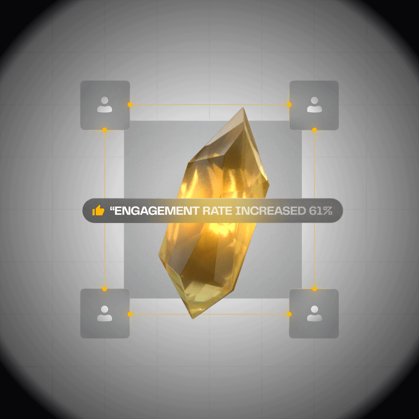 An image of a golden diamond on a black background.