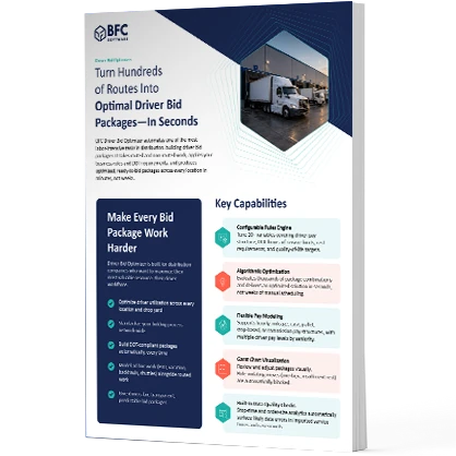 Download the Driver Bid Optimizer Data Sheet and learn how to build optimal, compliant driver bids in seconds, not weeks. 