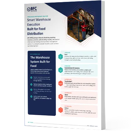 BFC WMS - Inbound and outbound warehouse management built for food distribution, from receiving through delivery.