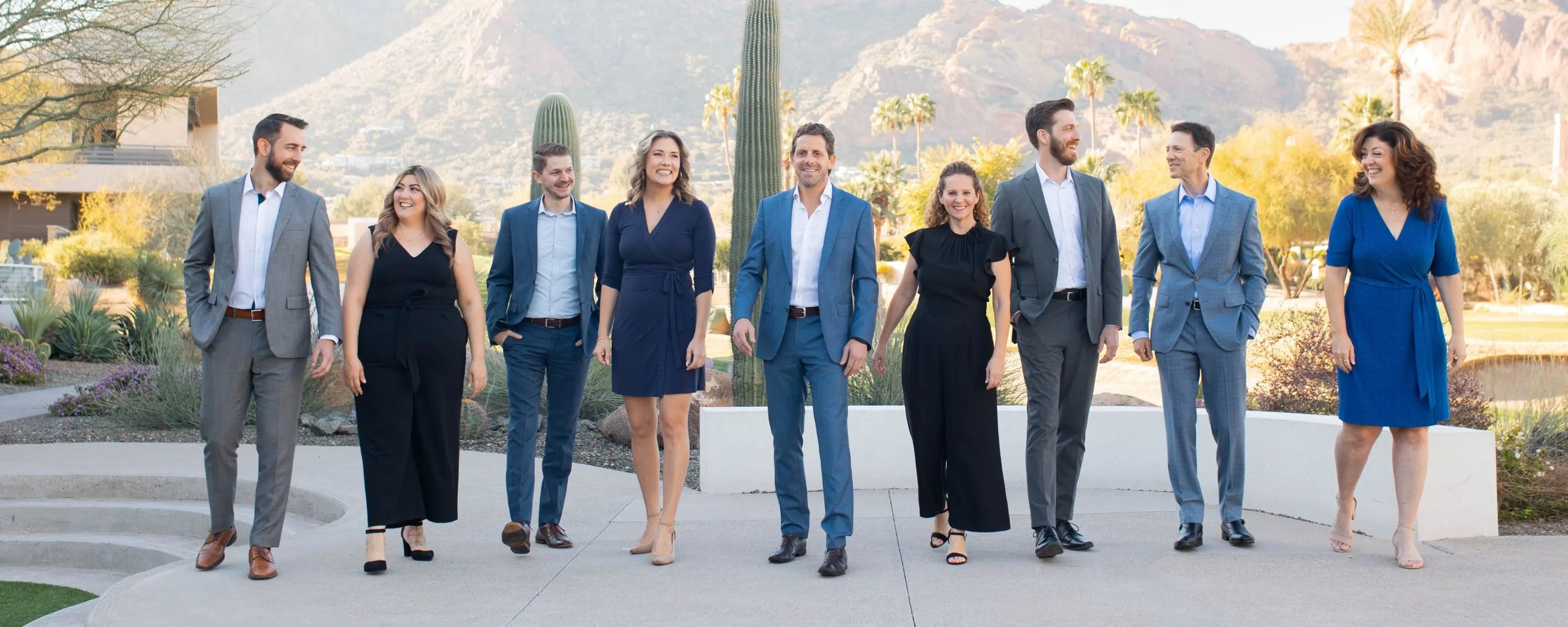 Bayntree Wealth Advisors team photo, in front of Camelback Mountain. Arizona, Scottsdale financial planners specializing in retirement planning