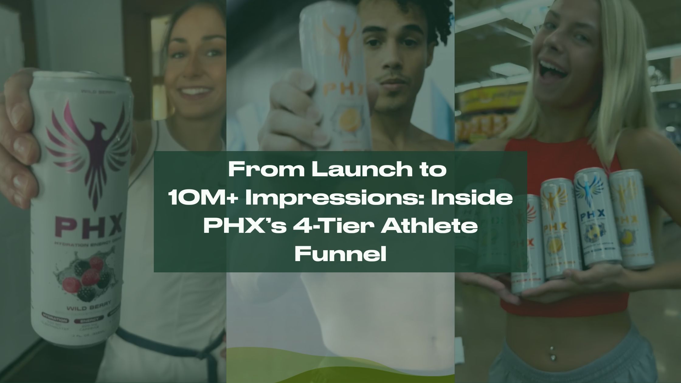 3 athletes drinking PHX Energy