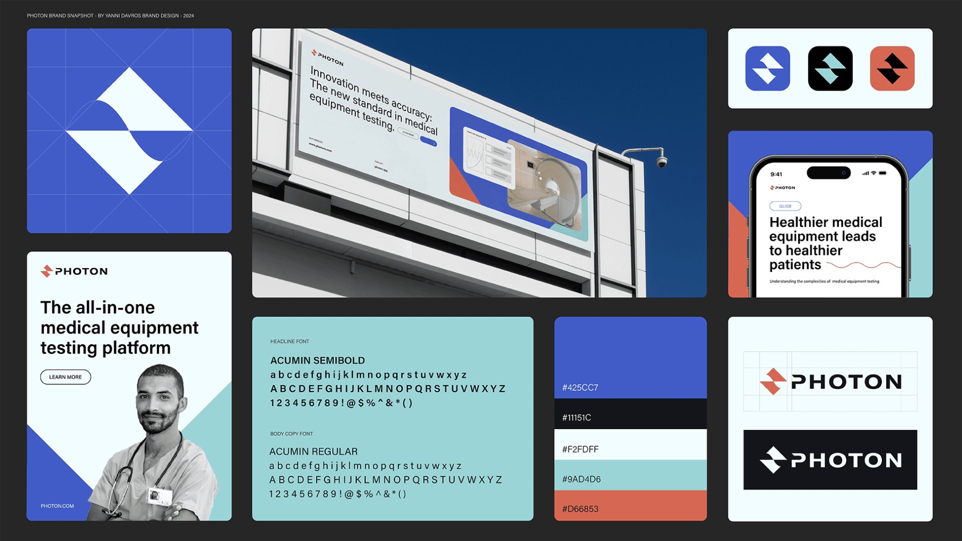 All the elements that make up the Photons brand identity.