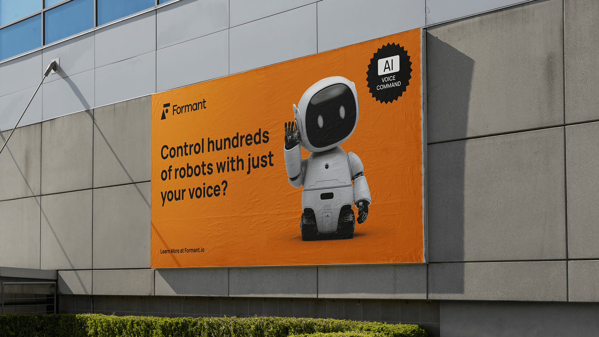 An advertisement for Formant mocked up on a billboard on the side of a building.