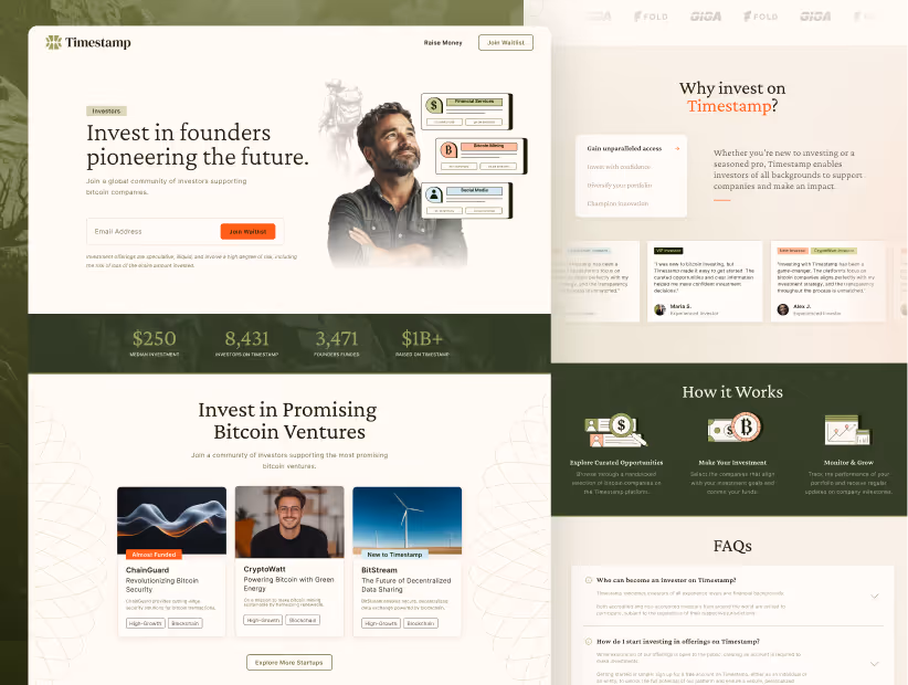 Timestamp fintech brand identity case study — visual identity and web design by Blue Cyclops