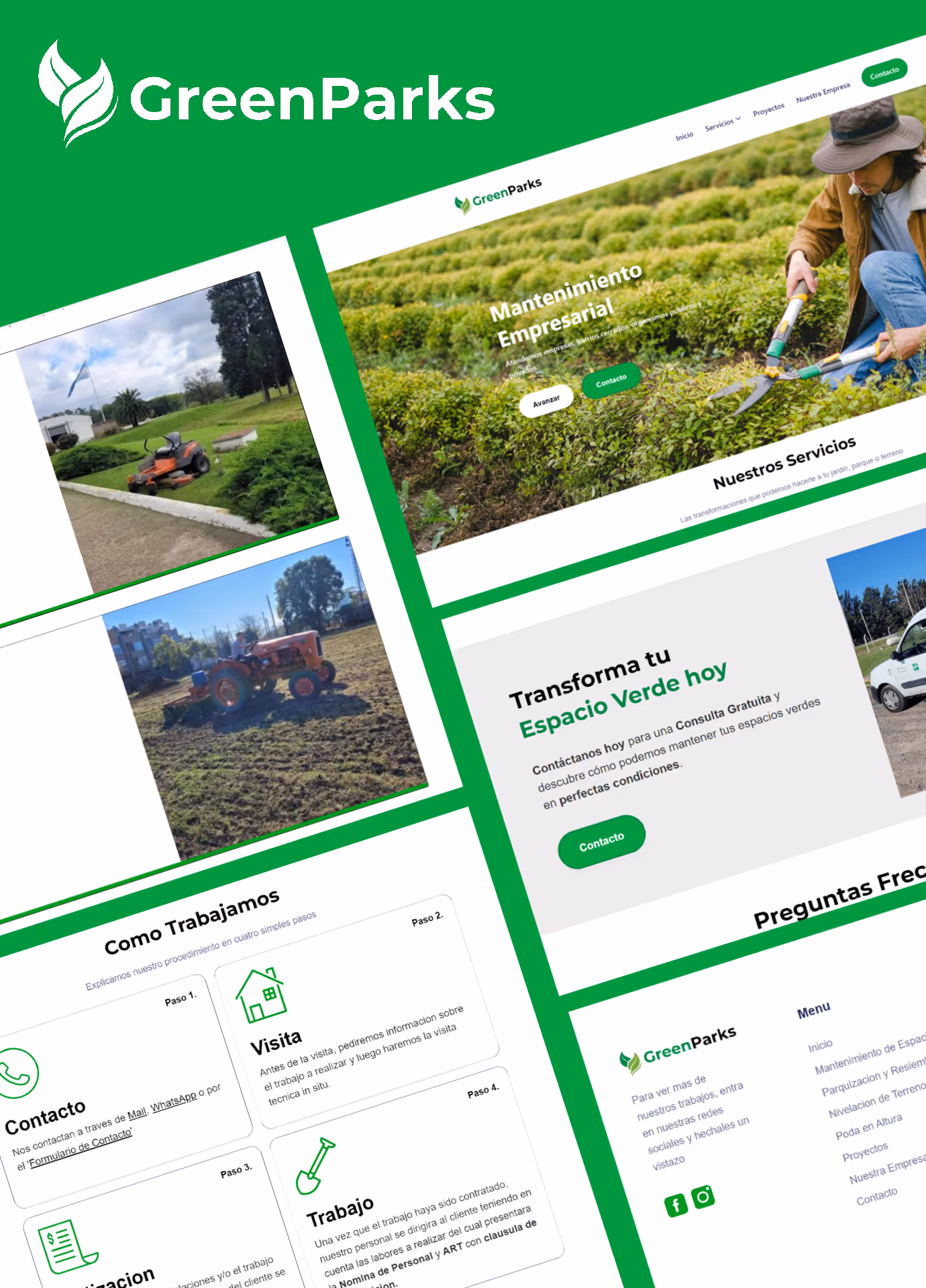 Imagen demostrativa de la pagina web de GreenParks