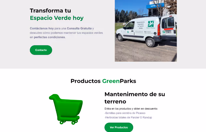 Seccion llamado a la accion de la pagina de GreenParks