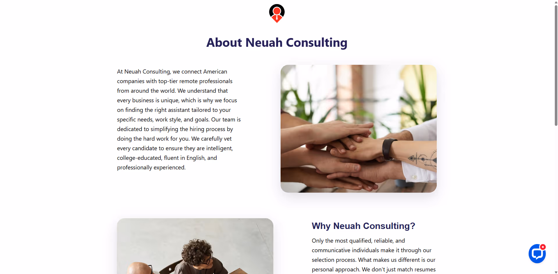 Seccion de sobre nosotros de la pagina de Neuah Consulting