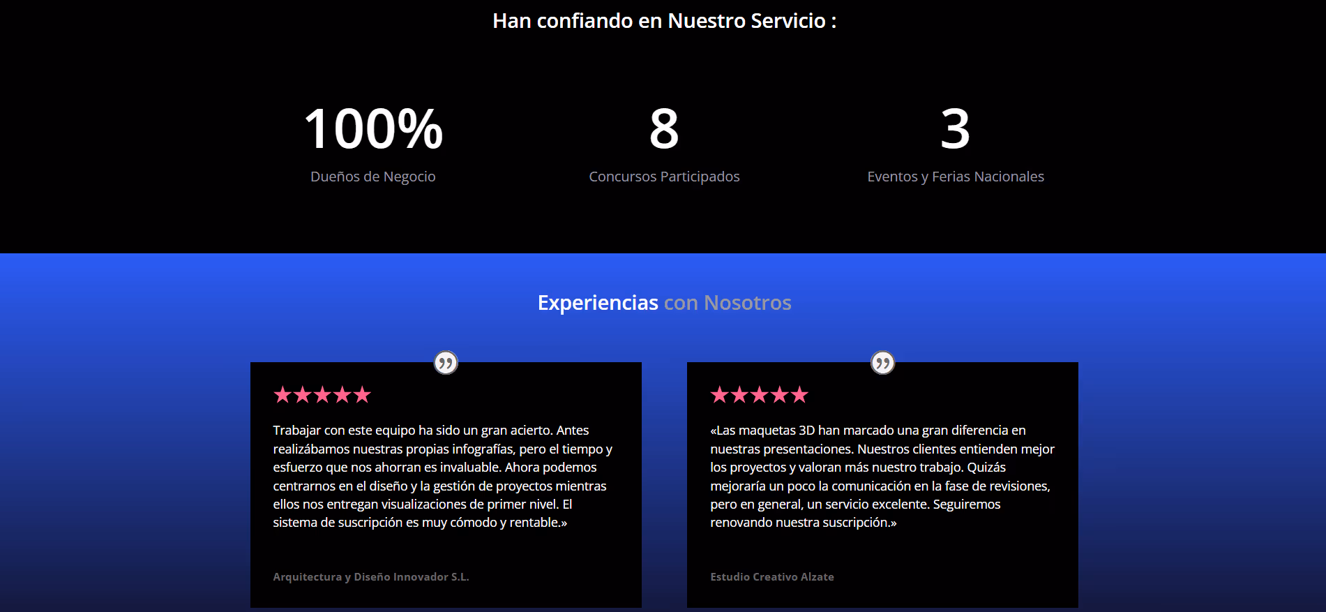 Seccion de testimonios de la pagina de Print2Sell