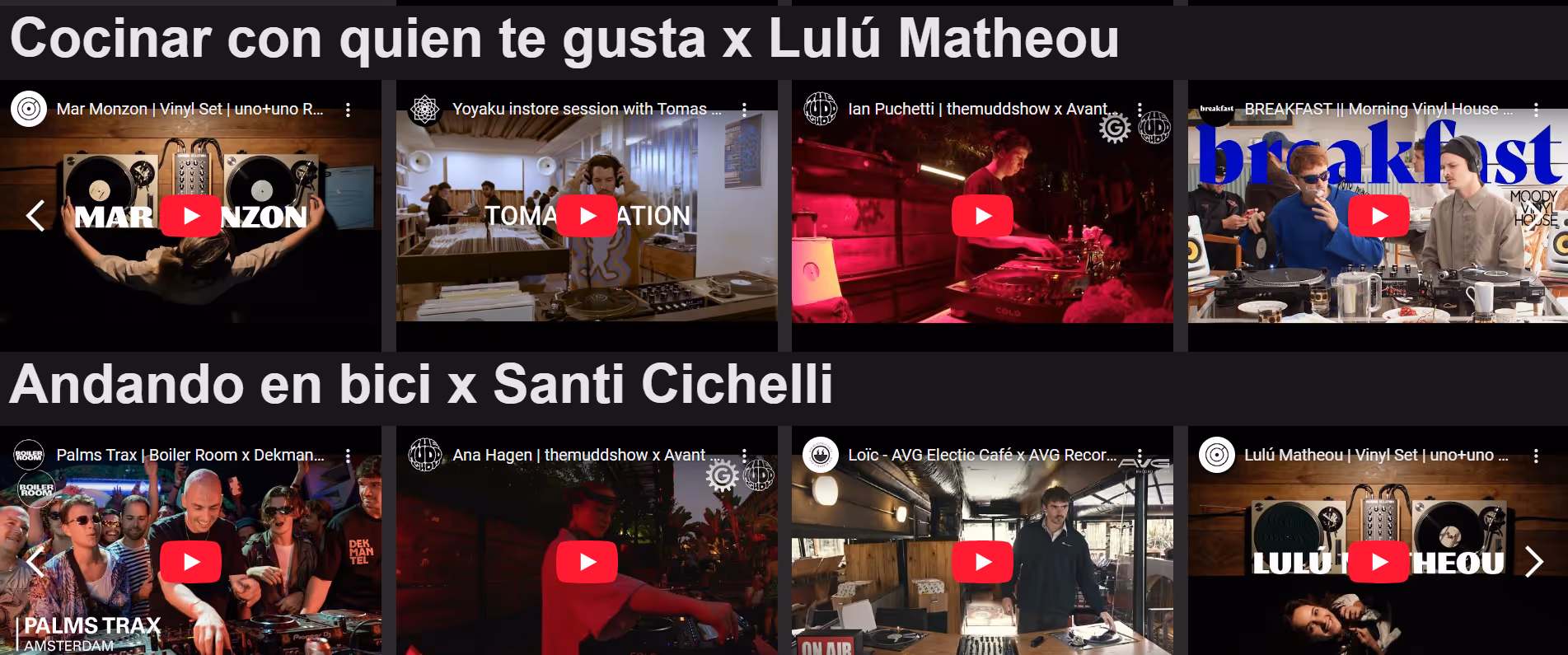 Seccion de sets de grabacion de la web de datitaba