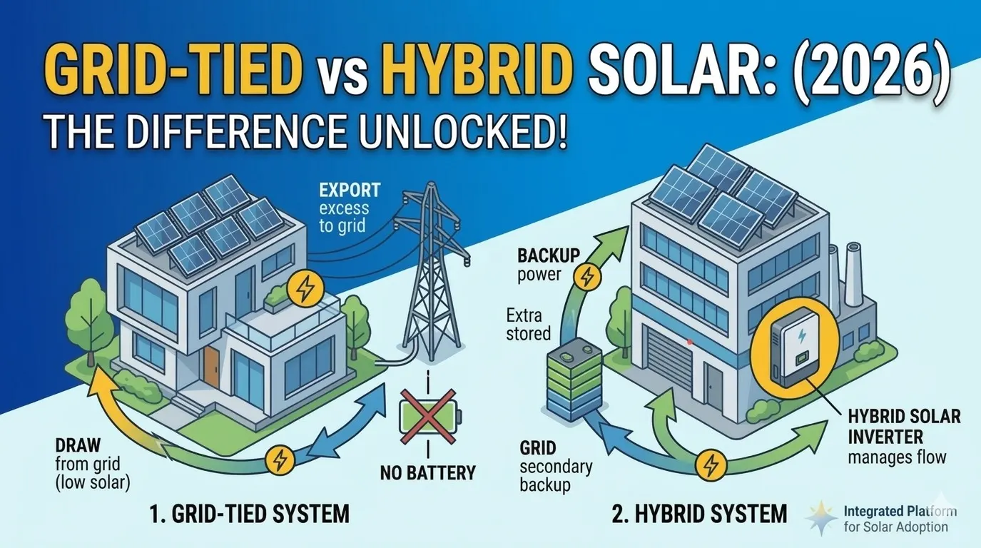 difference between grid-tied and hybrid solar system