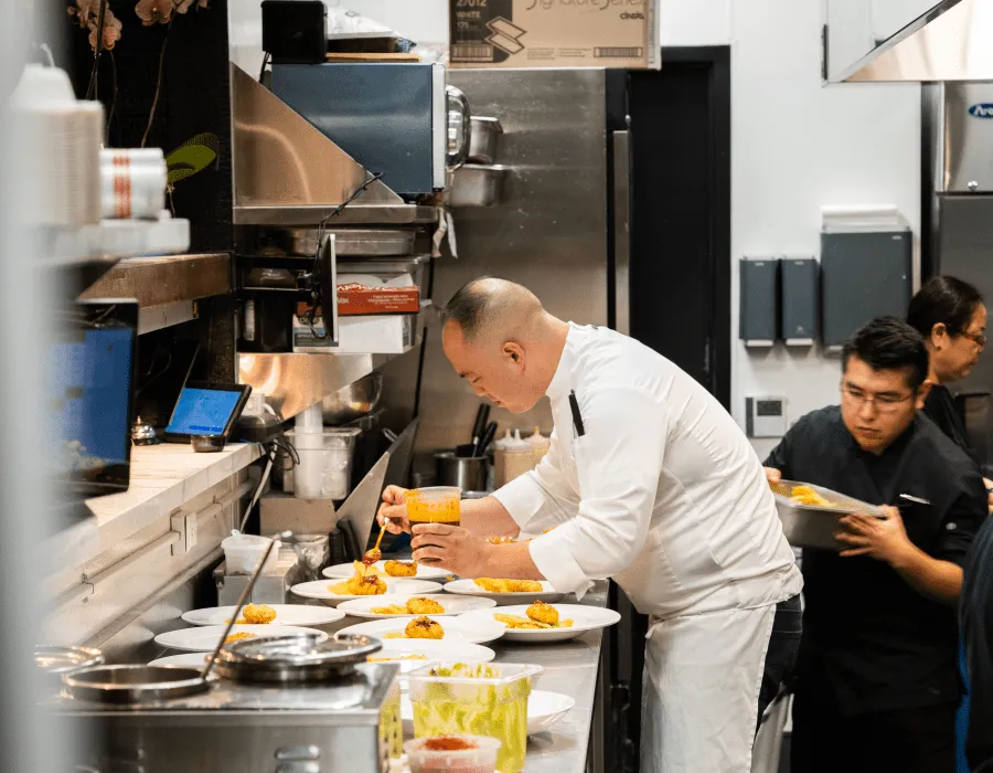 Chef Ethan preparing dishes at Glassbox San Diego