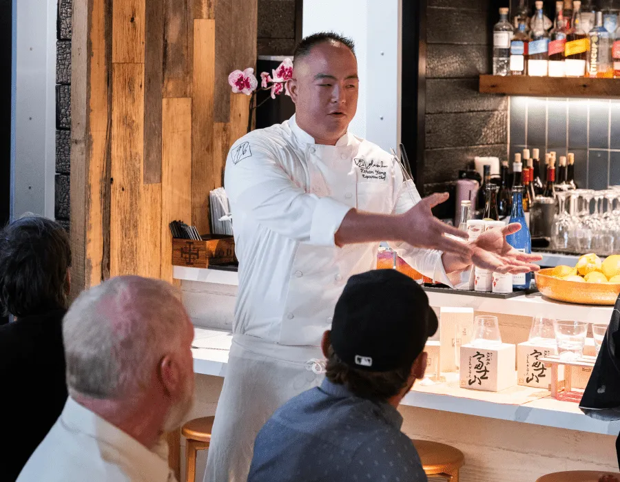 Chef presenting tasting menu