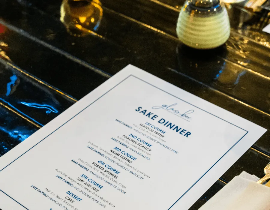 Sake Dinner Menu at Glassbox SD