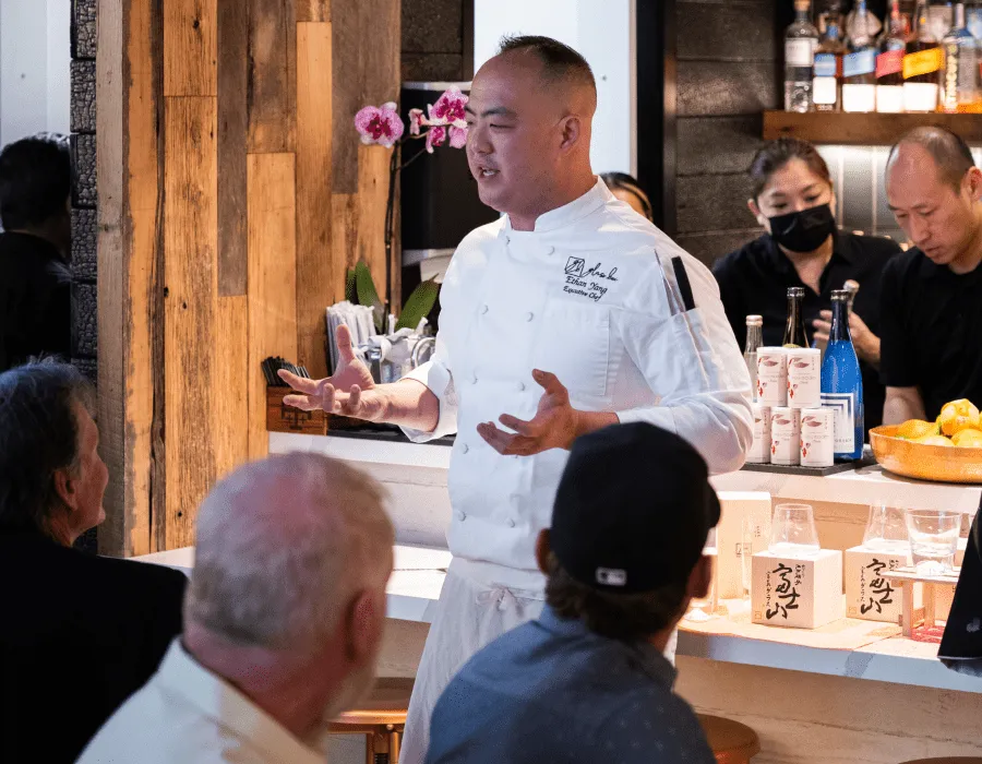 Chef presenting tasting menu