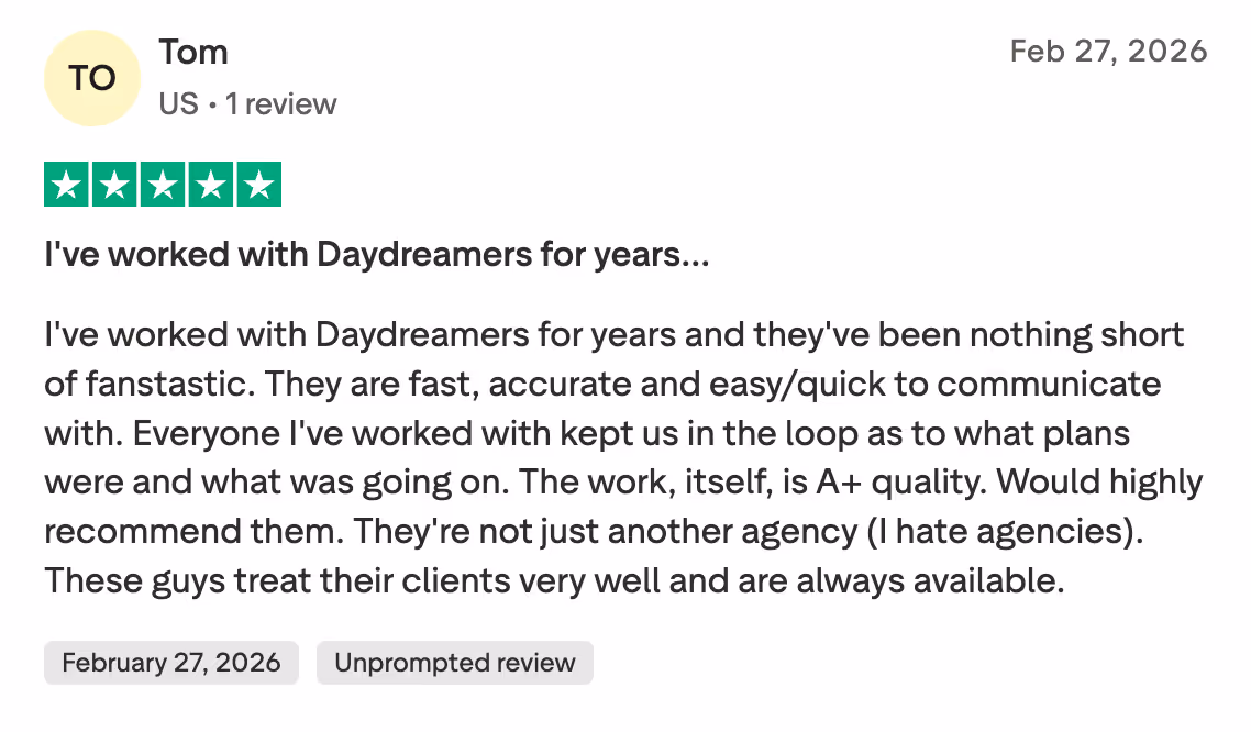 Customer review by Nicholas Charles from the US with a five-star rating, praising Jeff's ability to deliver exactly what he is looking for and highly recommending him.
