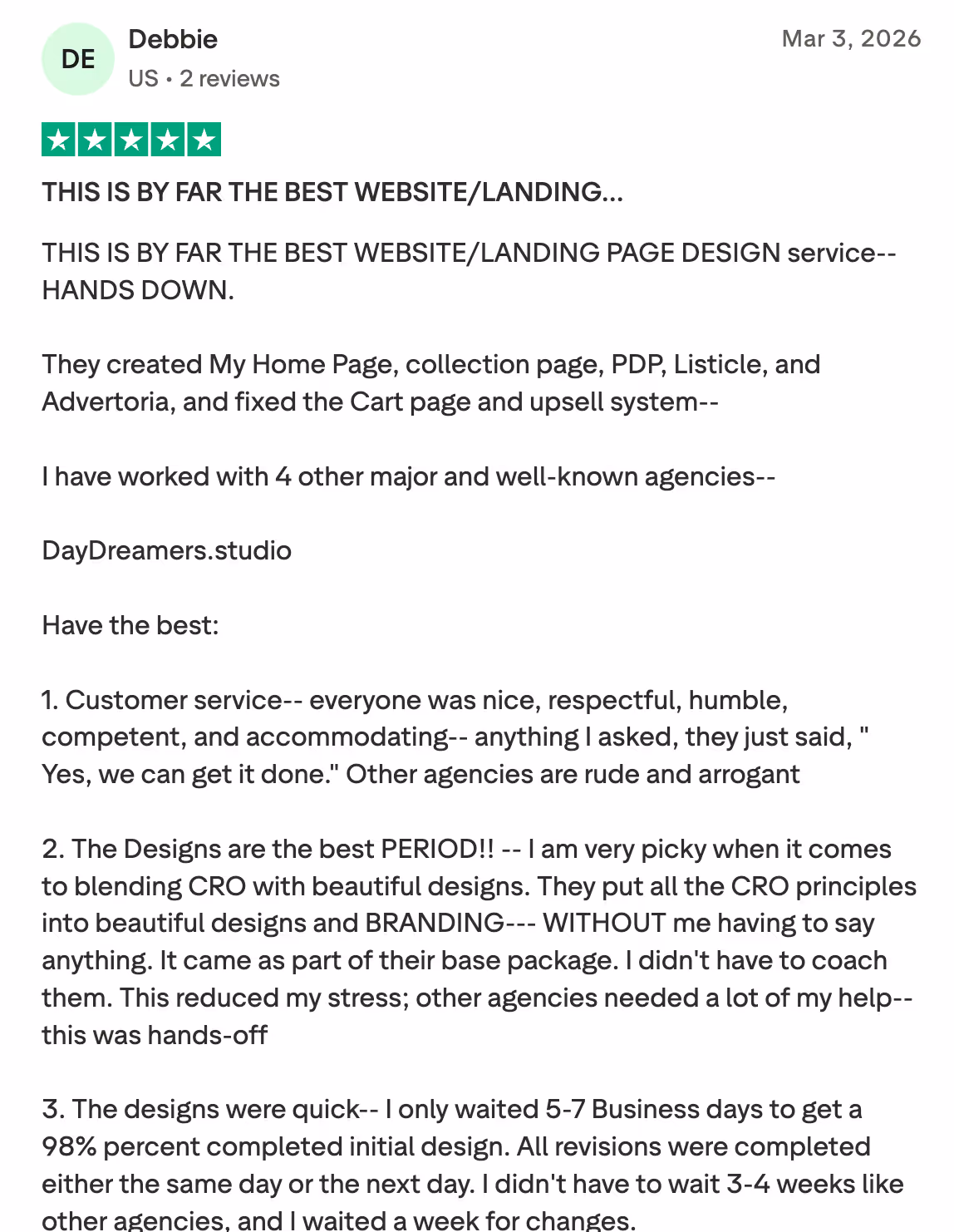 User review by Jack from US dated July 11, 2025, giving five stars and praising a great team and fast turnaround.