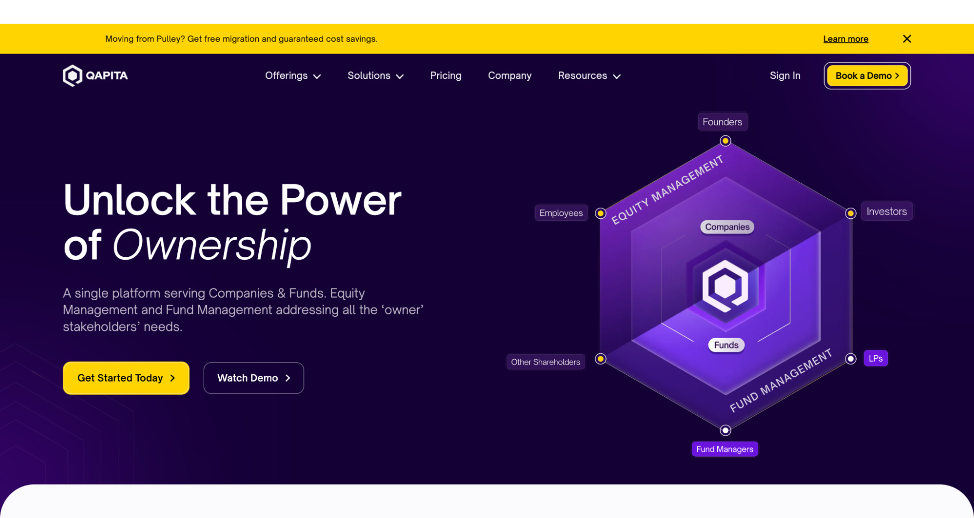  Qapita homepage showcasing its equity and fund management platform.