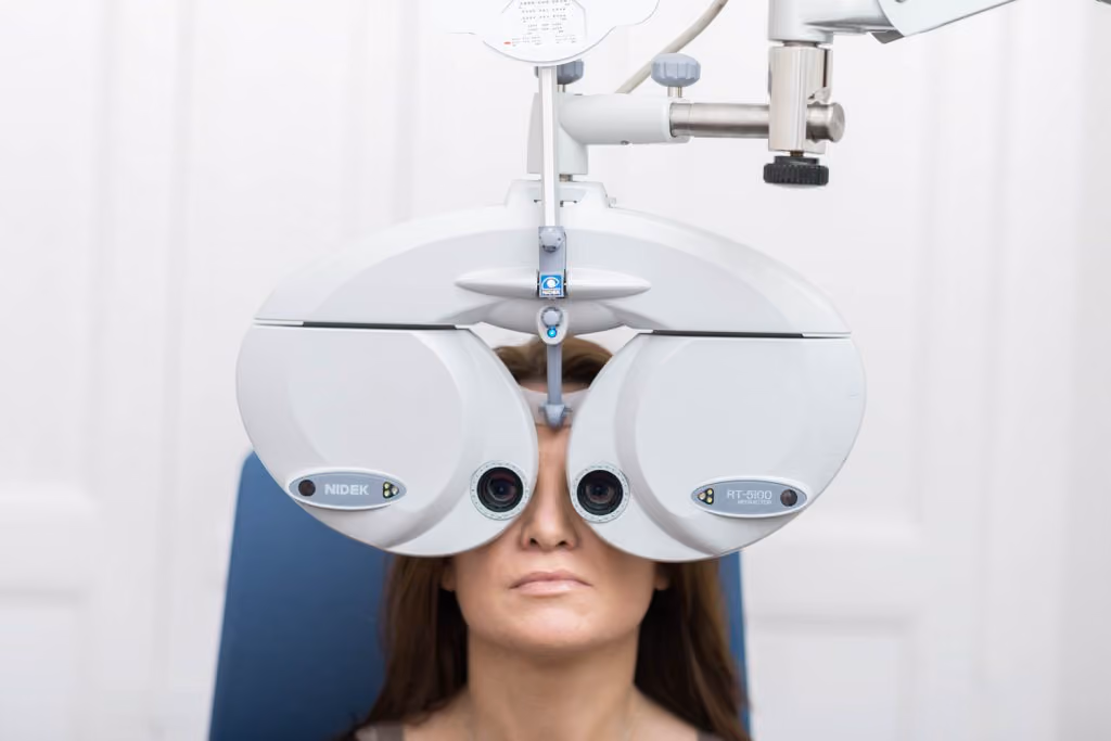 Women having an eye exam